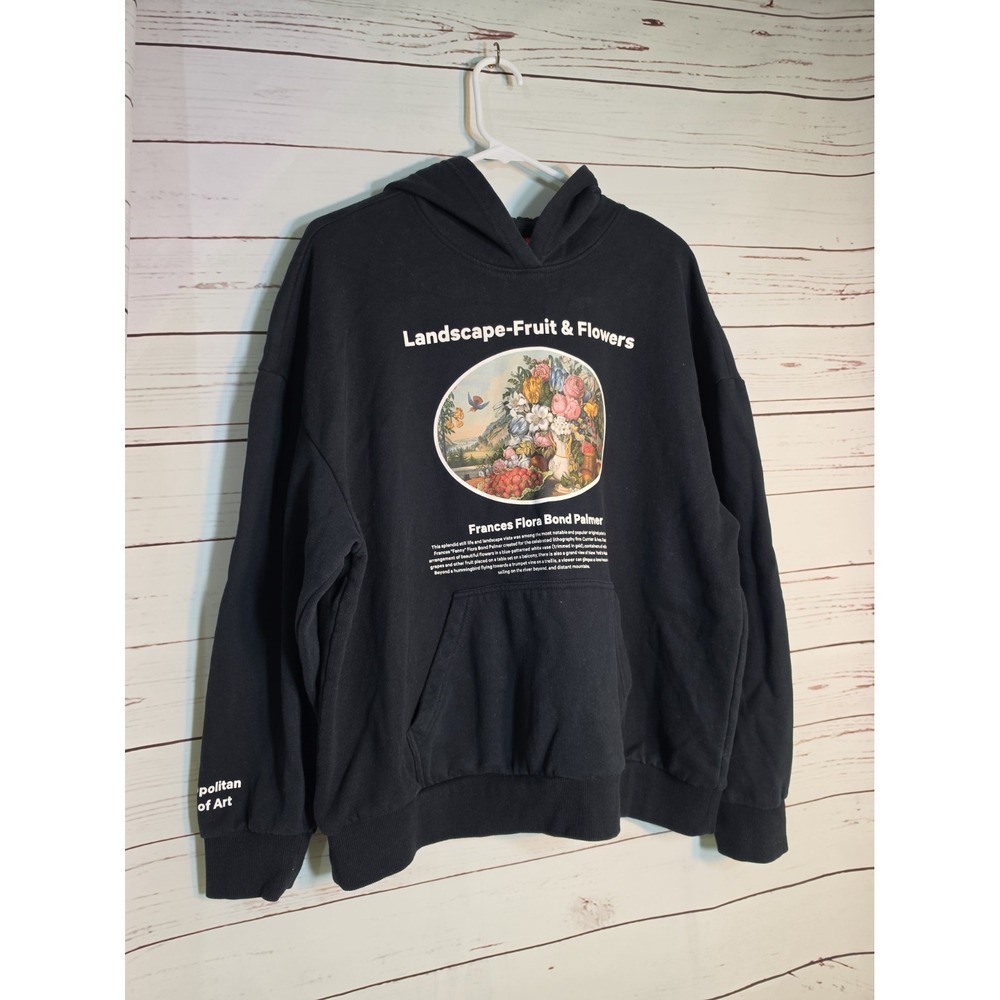 Pacsun The Met Womens Black Pullover Hoodie Graphic Pockets SZ M